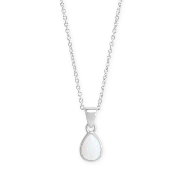 16 + 2 Silver Plated Pear Synthetic Opal Fashion Necklace
