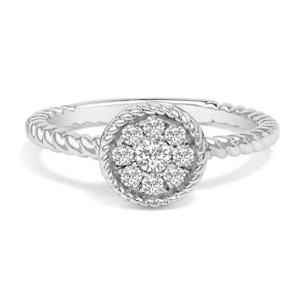Sterling Silver Diamond Floral Braided Ring
