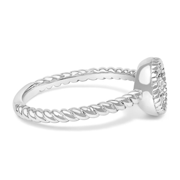 Sterling Silver Diamond Floral Braided Ring Close-Up