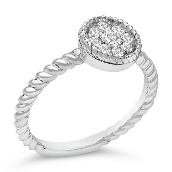 Sterling Silver Diamond Floral Braided Ring Side View