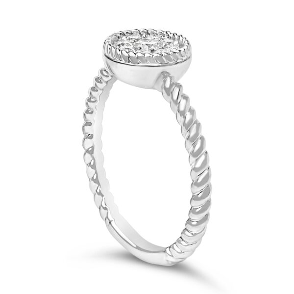 Sterling Silver Diamond Floral Braided Ring Detail Shot
