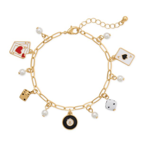7 + 1 Gold Tone Lucky Charm Fashion Bracelet
