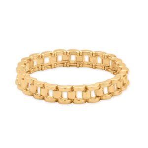 7 Gold Tone Watch Link Fashion Stretch Bracelet