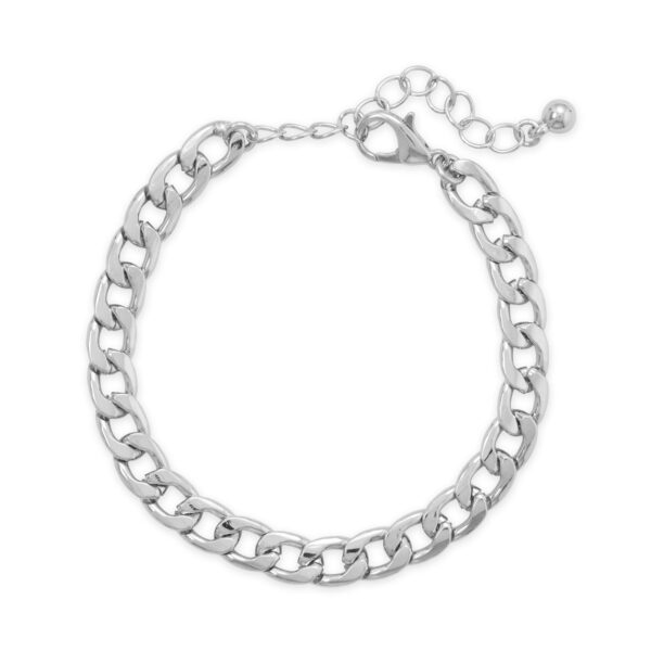 7 + 2 Silver Tone Curb Chain Fashion Bracelet
