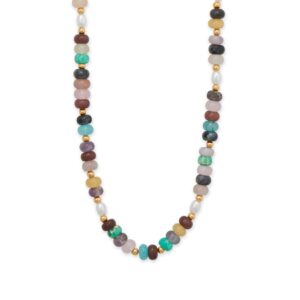 16 + 3 Multicolor Bead and Imitation Pearl Fashion Necklace