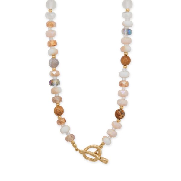 16 Picture Jasper and Rondell Glass Bead Fashion Toggle Necklace