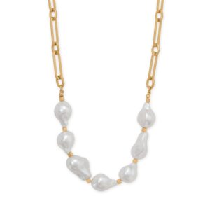 16 + 4 Gold Tone Imitation Baroque Pearl Fashion Necklace