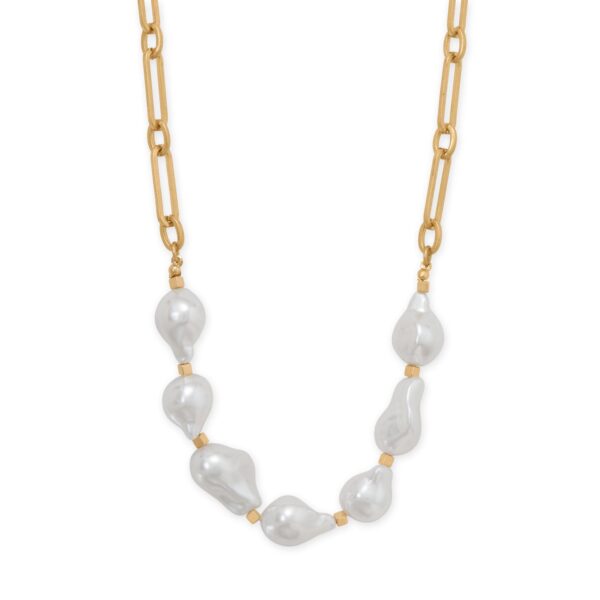 16 + 4 Gold Tone Imitation Baroque Pearl Fashion Necklace