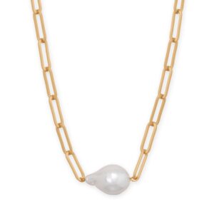 16 + 3 Gold Tone Imitation Baroque Pearl Drop Fashion Necklace