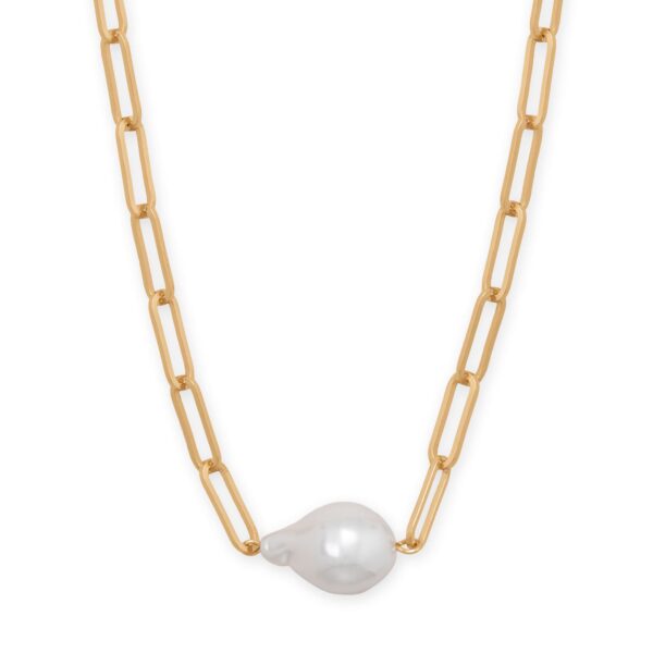 16 + 3 Gold Tone Imitation Baroque Pearl Drop Fashion Necklace