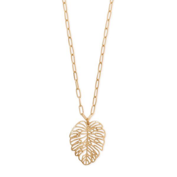 24 + 3 Gold Tone Palm Leaf Fashion Necklace