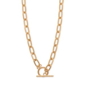 18 Gold Tone Paperclip Toggle Fashion Necklace