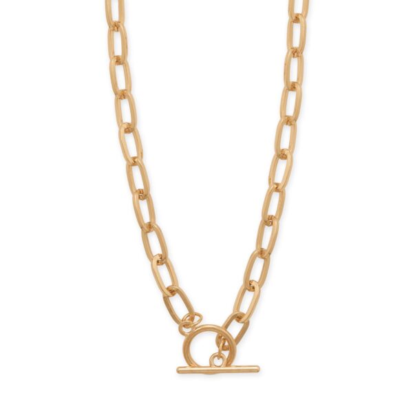 18 Gold Tone Paperclip Toggle Fashion Necklace