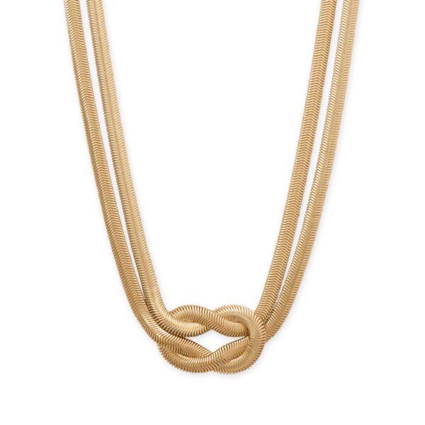 15 + 3 Gold Tone Knotted Oval Snake Chain Fashion Necklace