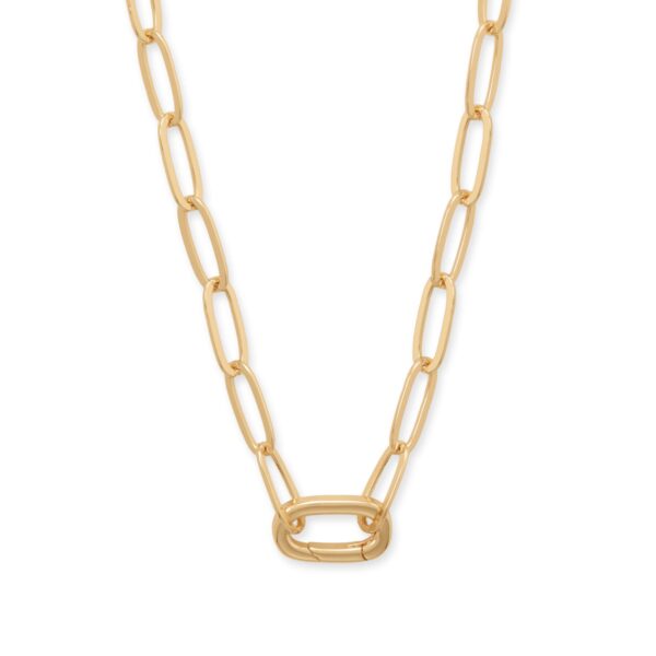 17 18 Karat Gold Plated Inverted Hinge Fashion Necklace
