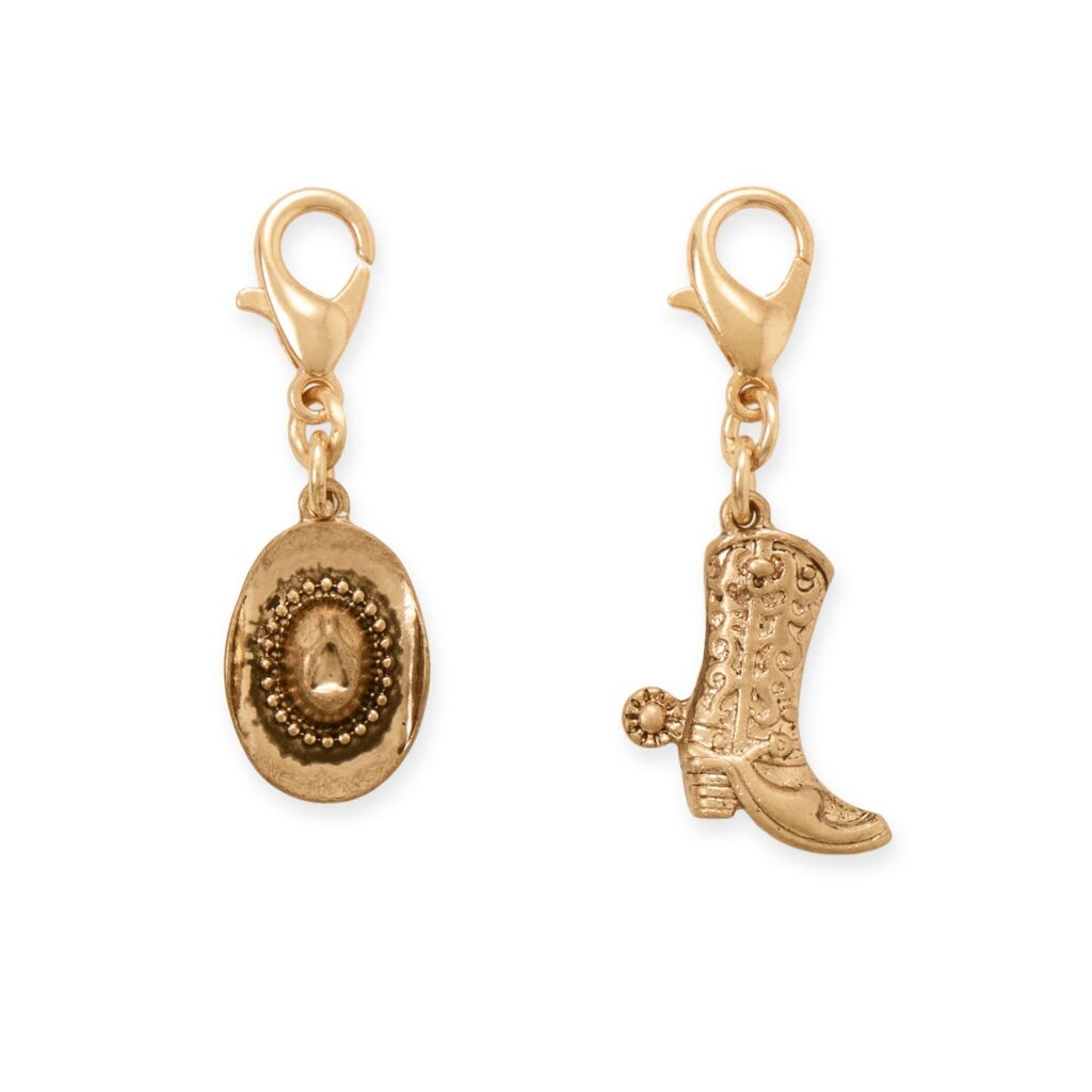 Gold Tone Cowgirl Essentials Lobster Clasp Fashion Charm Set