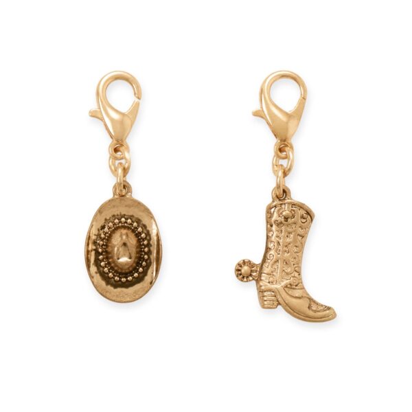 Gold Tone Cowgirl Essentials Lobster Clasp Fashion Charm Set