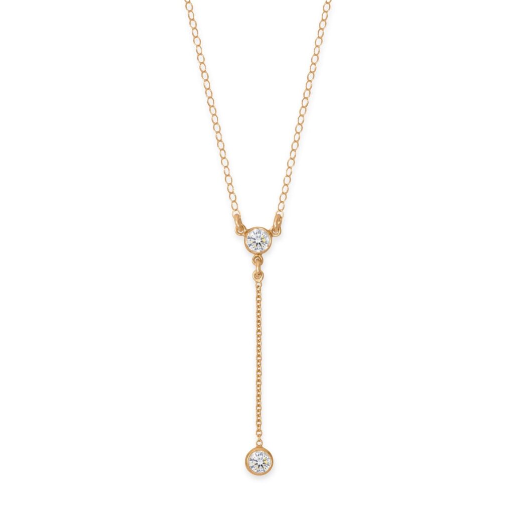 18 + 2 14/20 Gold Filled 4mm CZ Y Drop Necklace