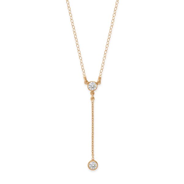 18 + 2 14/20 Gold Filled 4mm CZ Y Drop Necklace