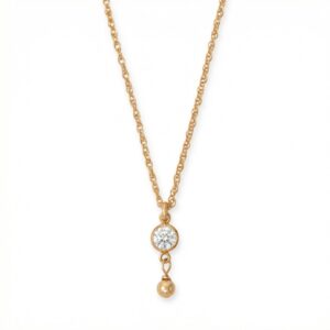 14/20 Gold Filled 4mm Lab Grown Diamond and Bead Drop Necklace