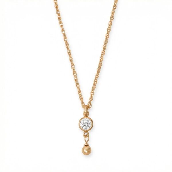 14/20 Gold Filled 4mm Lab Grown Diamond and Bead Drop Necklace