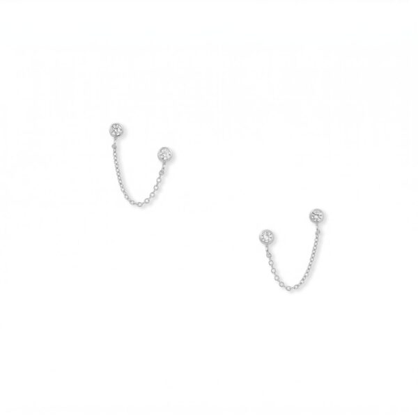 Round CZ Double Post Earrings