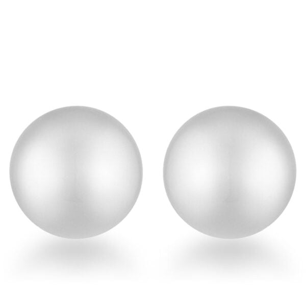 Pair of 8 mm rhodium plated over stainless steel sphere stud earrings.