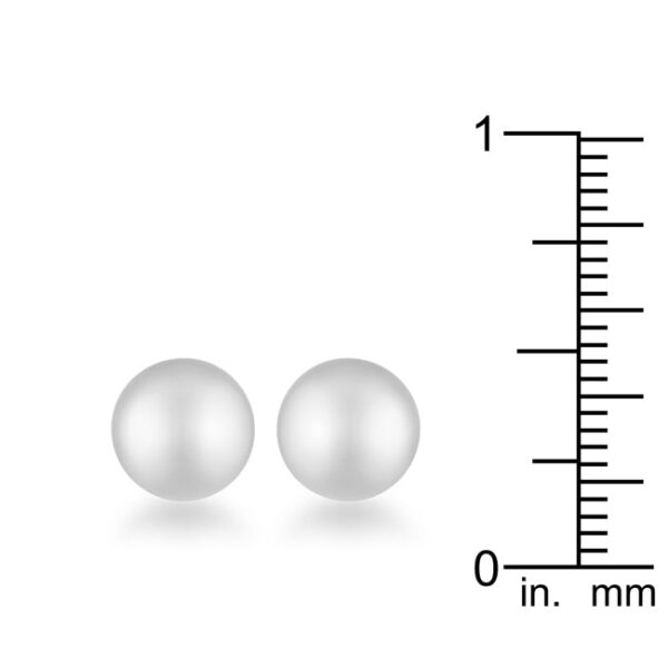 Classic 8 mm sphere stud earrings in rhodium plated over stainless steel.