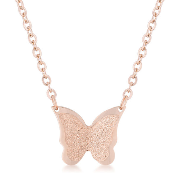 Gold and stainless steel butterfly necklace