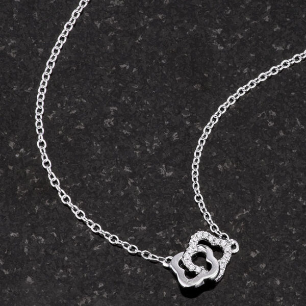 Floral links necklace with cubic zirconia, 0.21 ct total stone weight, and a lobster clasp.