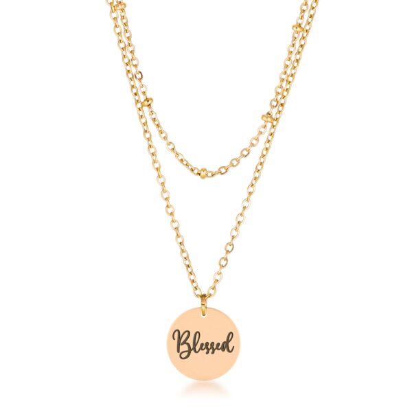 Delicate blessed necklace in 18K gold plated over stainless.