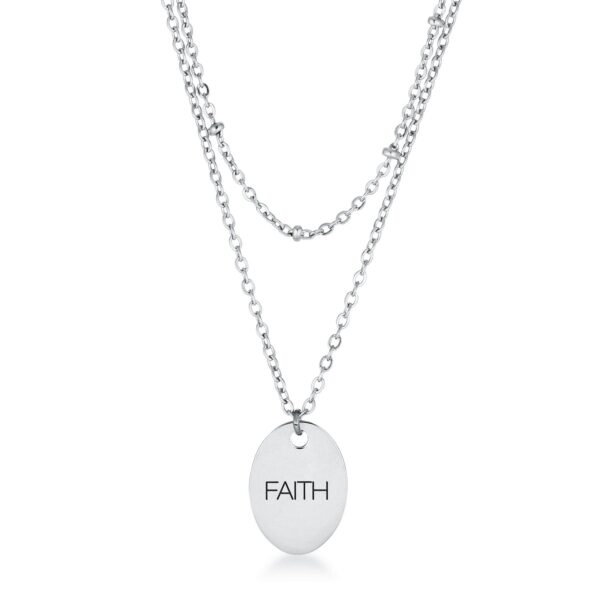 Stainless steel double-chain FAITH necklace.