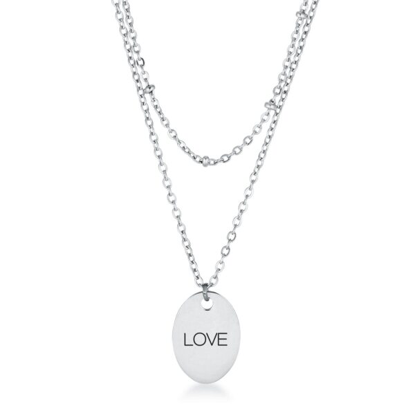 Stainless steel necklace with a double-chain LOVE design