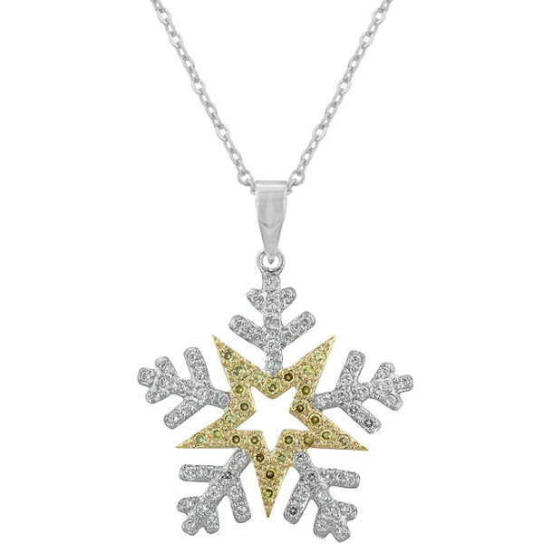 The pendant in gold tone over lead free alloy (brass) with green round cubic zirconia in prong settings.