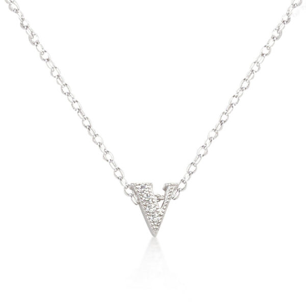 The pendant with round cubic zirconia in pave and rhodium over lead free alloy (brass).