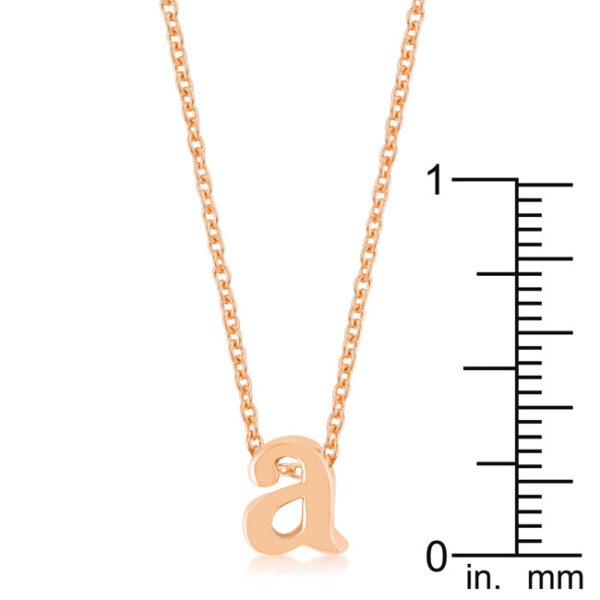 A letter pendant in rosegold plated over lead free alloy (brass), paired with an 18 Inch + 2 Inch Extender link chain.