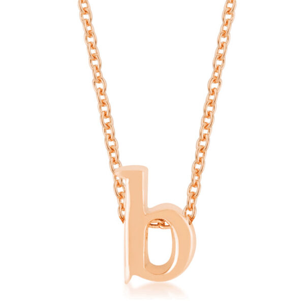 Initial B pendant in rosegold plated over lead free alloy (brass) with an 18 Inch + 2 Inch Extender link chain and lobster clasp.