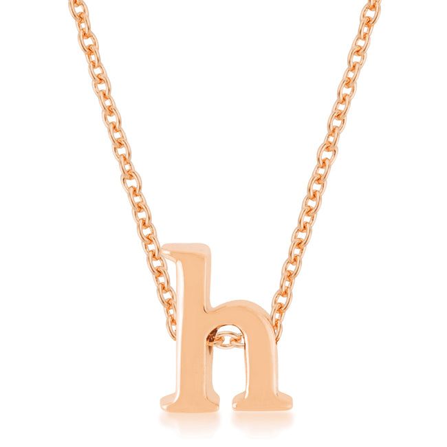 Rosegold plated Initial H pendant with clear stone accent on a link chain