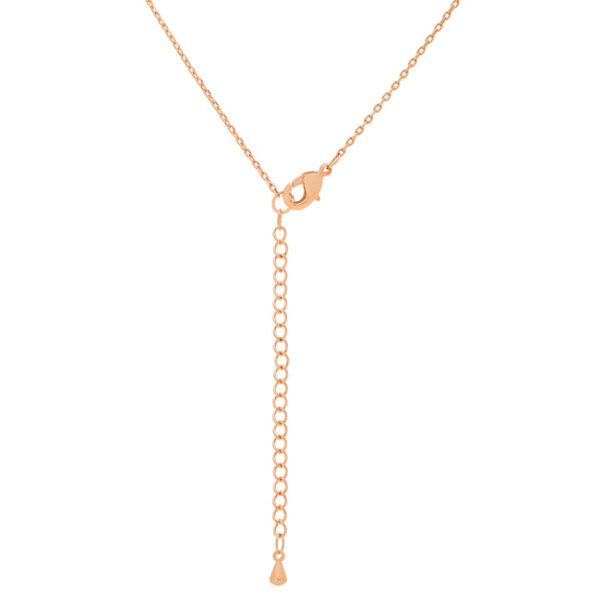 Close-up of the rosegold plated Initial H pendant showing the clear stone detail