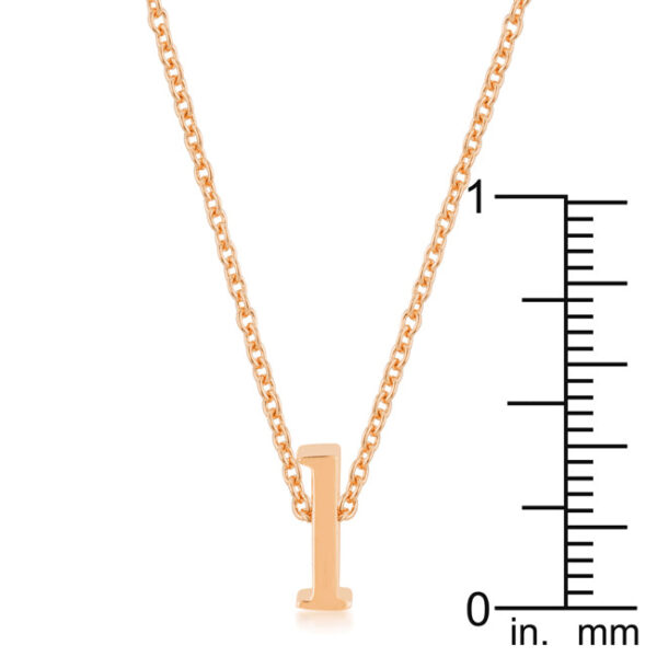 Rose Gold Finish L initial pendant in rosegold plated over lead free alloy (brass) with a lobster clasp.