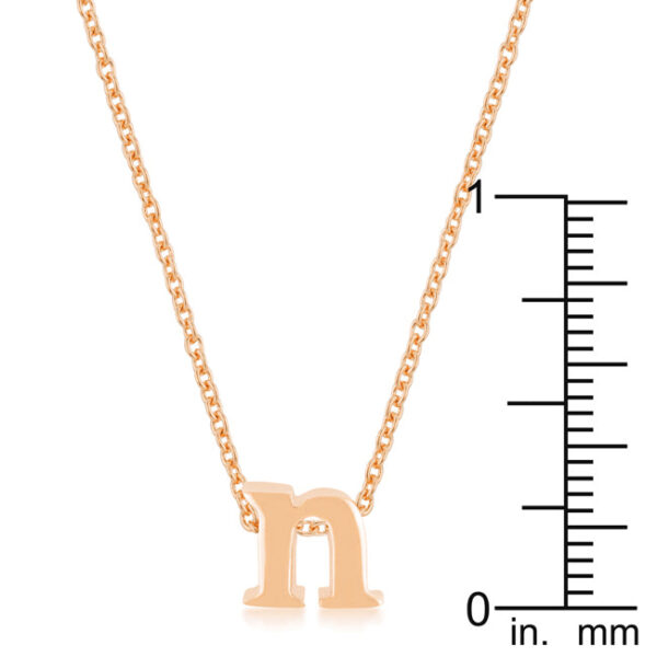 N letter pendant in rosegold plated over lead free alloy (brass) with lobster clasp