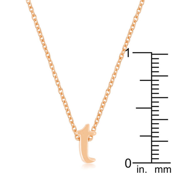 T letter pendant in rosegold plated over lead free alloy (brass) with lobster clasp
