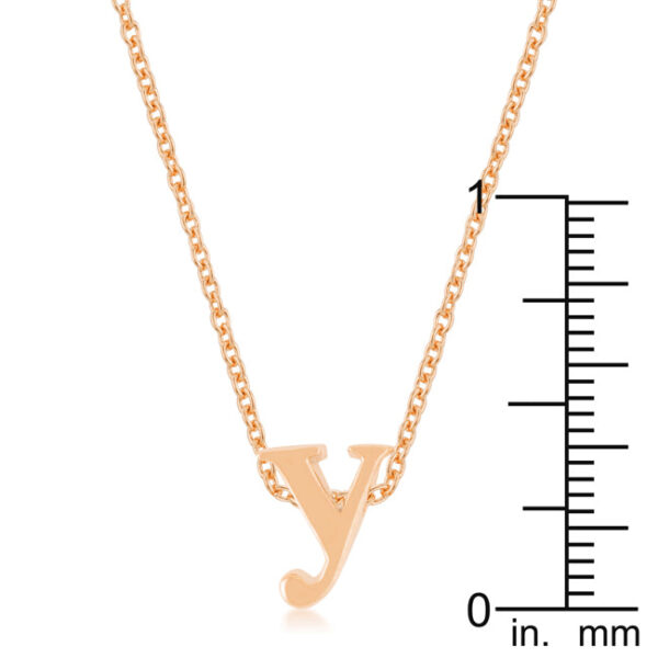 Link chain Y initial pendant in rosegold plated over lead free alloy (brass)
