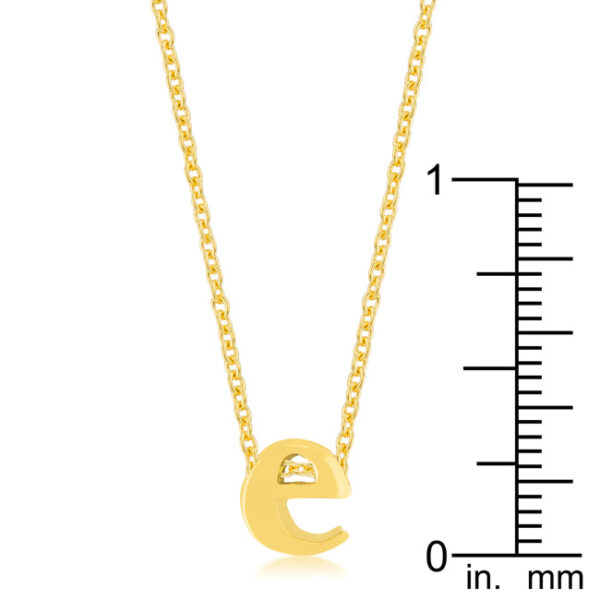 E initial on an 18 Inch + 2 Inch Extender link chain in gold tone finish over lead free alloy (brass).