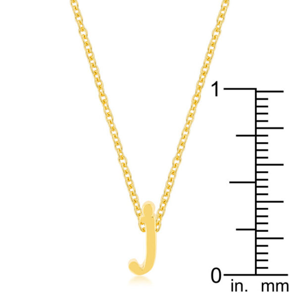 J initial on an 18 Inch + 2 Inch Extender link chain in gold tone finish over lead free alloy (brass).