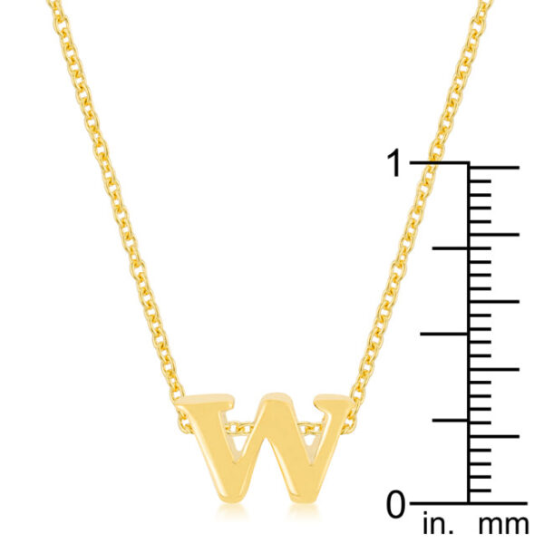 W initial pendant in gold tone finish over lead free alloy (brass)