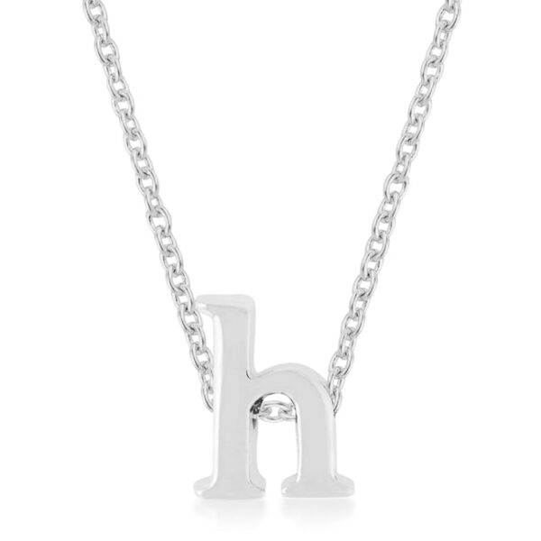 Initial H pendant in rhodium plated over lead free alloy (brass) on an 18 Inch + 2 Inch Extender link chain.