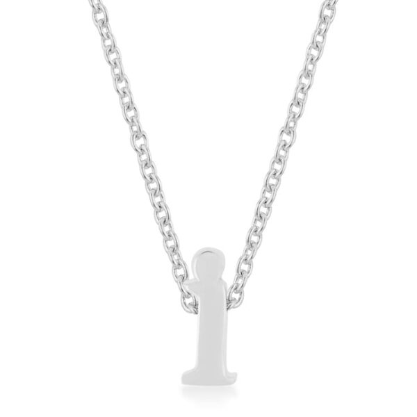 I initial pendant in rhodium plated over lead free alloy (brass) with an 18 Inch + 2 Inch Extender link chain and lobster clasp.