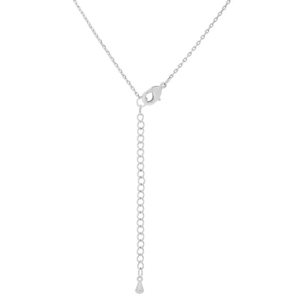 J initial pendant rhodium plated over lead free alloy (brass) on an 18 Inch + 2 Inch Extender link chain