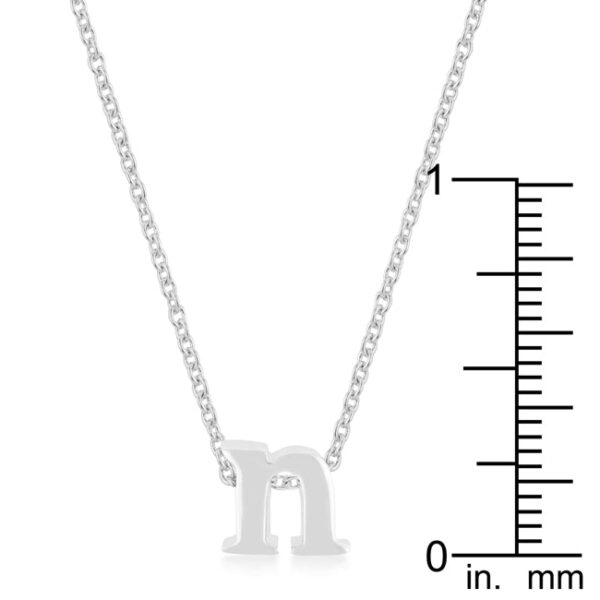 N initial pendant rhodium plated over lead free alloy (brass) with an 18 Inch + 2 Inch Extender link chain.
